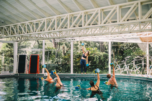 Aqua aerobics class in progress