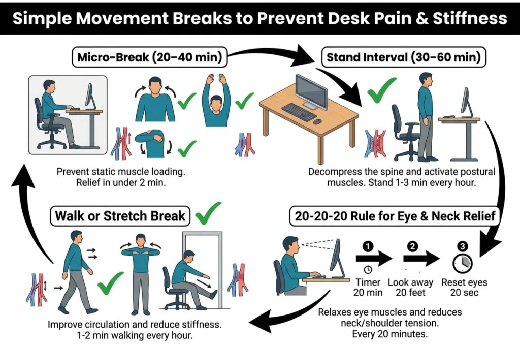 Micro movement breaks at a desk
